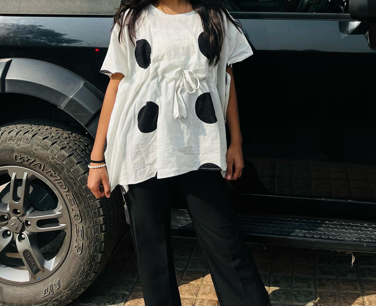 BLACK POLKA DOT KAFTAN